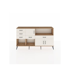 Arges Konsol 2 Raflı 5 Çekmeceli 3 Kapaklı 176x30x99 Çam-Aytaşı