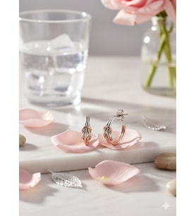925 Ayar Papatya Silver İtal Düğüm Küpe Düğüm Küpe.rose.gold.rodaj