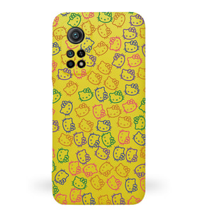 Xiaomi Mi 10T Pro Uyumlu Lansman Kılıf Hello Kitty Tasarımlı İçi Kadife Kapak-Sarı (Şeffaf)