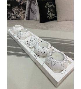 5'li Beton Tabaklı Mumluk Set,dekoratif Mumluk,hediyelik Eşya,mumlar Dahildir.