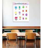 Geometrik Şekiller Afiş Pvc Kaplı Sınıf İçi 30x42 cm