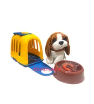 Kafesli Taşıma Çantalı Oyuncak Köpek - Kahverengi (Kahverengi Açık)
