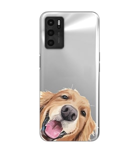 Oppo A16 / A55 Uyumlu Sevimli Köpek Tasarımlı Şeffaf Telefon Kılıfı