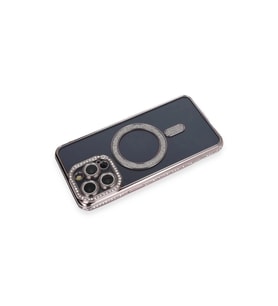 İphone 14 Pro Kılıf Joke Simli Magneticsafe Kılıf - Gri