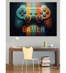 Retro Gamer Oyun Konsolu Tasarımı Dekoratif Kanvas - Mdf Ahşap Tablo