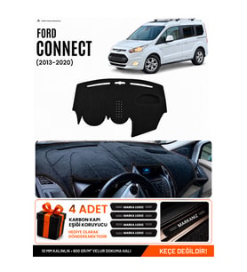 e-biz FORD TOURNEO CONNECT (2013-2020) Uyumlu Torpido Örtüsü, Torpido Kılıfı - Siyah - FO018