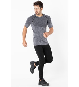 MioFit Erkek Active Melange Kısa Kollu Dikişsiz Spor Tişört (Siyah - Açık Gri)