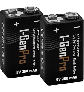 Batteries Pro 6HR61 9V 250 Mah Şarj Edilebilir 9 Volt Pil Ni-MH Şarjlı Pil (2'li Paket)