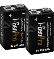 Batteries Pro 6HR61 9V 250 Mah Şarj Edilebilir 9 Volt Pil Ni-MH Şarjlı Pil (2'li Paket)