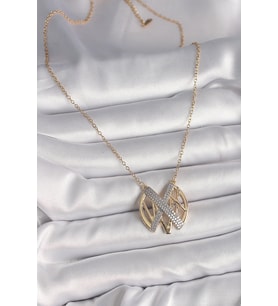 316L Çelik Gold Renk Zirkon Taşlı Vintage Model Kadın Kolye 5886 - SSSSSS4109-4252