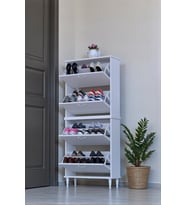 Eliusta Berry Beyaz 8 Raflı 4 Düşer Kapaklı Ayakkabılık  72 cm Genişlik x 168x26 cm  Ayakkabılık