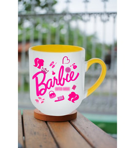 Enter Mode Barbie Baskılı İçi Sarı Lüx Kupa Bardak Porselen Çay Kahve Fincanı