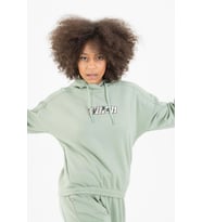 Maraton Sportswear Comfort Kadın Kapşonlu  Uzun Kol Basic Açık Yeşil Sweatshirt 22973