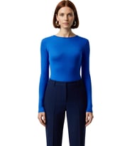 Kadın Fitted Viskoza Elastan Karışımlı Bluz Pembe Bisiklet Yaka Crop Kesim Uzun Kollu Tüm Sezonlar