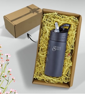 BK Gift Kişiye Özel Hediye Kutulu 5302 Siyah Çelik Matara 500ml