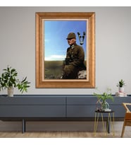Altın Varaklı Çerçeveli Paspartulu Atatürk Tablo z4996 (Gold)