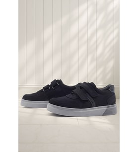 Rakerplus Hakiki Deri Siyah Nubuk Gri Cırtlı Erkek Çocuk Sneaker