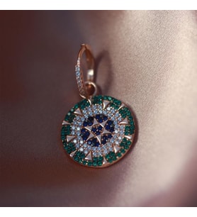 Renkli Zirkon Taşlı Yıldız Rose Gold Kaplama Gümüş Küpe