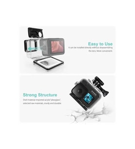 Gopro Hero 12 11 10 9 için 60m Sualtı Su Geçirmez Kılıf Muhafaza Housing ve Lens