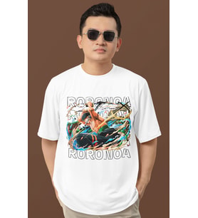 Tasarım Roronoa Zoro Baskılı Unisex Oversize One Piece Anime Dizi Karakter Tişört