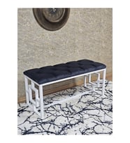 Beyaz Boyalı İçi Kareli Diktörtgen 100 cm x 40 cm Oturak Puf - Bench - Makyaj Oturağı - Oturak Füme Renk 100 x 40 Boyut/Ebat (Çok Renkli)