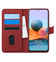 Microsonic Xiaomi Redmi Note 10 Pro Max Kılıf Fabric Book Wallet Kırmızı