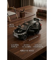 1:32 Ölçek Metal Model Araba LX600 Lüks SUV Jip - Işıklı Sesli Çek Bırak - Siyah