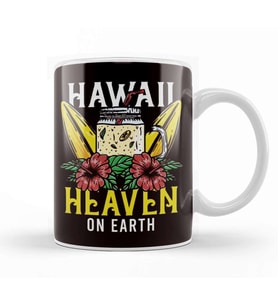 Heaven Hawaii On Earth Island Ocean Hibiscus Vacation Aloha Kupa Bardak Porselen