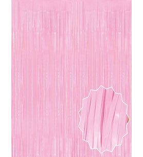 Soft Pembe Püsküllü Kapı Perdesi - Parti, Baby Shower, Cinsiyet Partisi 1x2 m (4767)