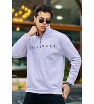 Miron Originals Nakış Detaylı Fermuarlı Oversize Sweatshirt-Lila
