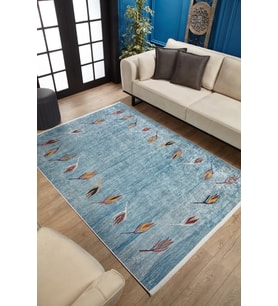 Dijital Kaymaz Yıkanabilir Mavi Modern Salon Halısı Mutfak Halısı Koridor Halısı Yolluk HLN1719