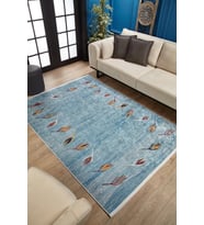 Dijital Kaymaz Yıkanabilir Mavi Modern Salon Halısı Mutfak Halısı Koridor Halısı Yolluk HLN1719