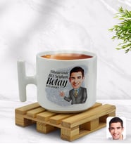 BK Gift Kişiye Özel Erkek Nihayetinde Karikatürlü T Kulplu Beyaz Middle Kupa Bardak-2