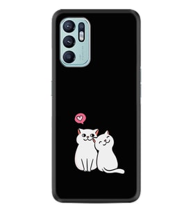 Oppo Reno 6 Kılıf Silikon Desen Özel Seri Love Cats 1690