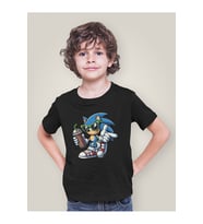 Havalı Sonic Baskılı Unisex Çizgi Film Çocuk Tişört (1-12 Yaş)