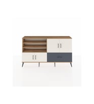 Arges Konsol 5 Raflı Tek Çekmeceli 4 Kapaklı 176x30x99 Çam-Aytaşı/Antrasit