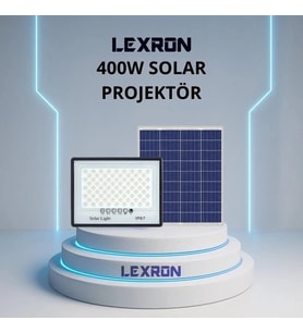 LEXRON 400 Watt LED Hazır Solar Projektör Kumandalı 400 W Güneş Enerjili Aydınlatma Işıldak