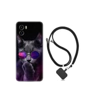 Vivo Y15s Kılıf Silikon Desen Boyun Askılı Carisma Cat 1607