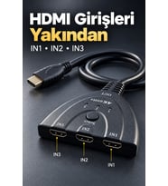 Lexroo HDMI Kaynak Seçici Kablolu Çıkış ve Seçim Düğmesi
