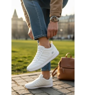 Enoch Erkek/Unisex Beyaz Yürüyüş ve Fitness Ayakkabısı - Hafif Taban Spor Sneaker