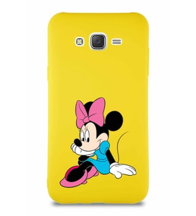 Samsung Galaxy J7 Soft Premier Kapak Minnie Mouse-E Tasarımlı Silikon Kılıf - Sarı (Şeffaf)