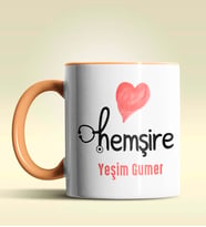 Kişiye Özel Hemşire 2 Tasarımlı Turuncu Kupa Bardak (Turuncu)
