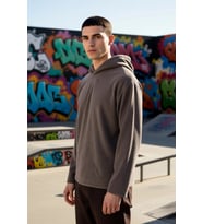Erkek Kapüşonlu Standart Kol Fitilli Kadife Oversize Kalıp Sweatshirt Fonksiyonel Kaliteli