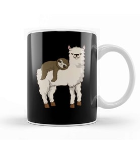Sloth Riding Llama Adorable Fluffy Lama & Sloth Kupa Bardak Porselen