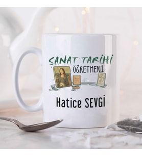 Kişiye Özel Sanat Tarihi Öğretmeni Kupa Bardak HA28 (Beyaz - Beyaz)