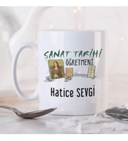 Kişiye Özel Sanat Tarihi Öğretmeni Kupa Bardak HA28 (Beyaz - Beyaz)