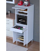 Eliusta Serale 56 cm Derinlikte 3 Kapaklı Dolap  Mutfak Fırın Dolabı 60x162,4x56 cm Modüler Beyaz Dolap