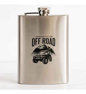 Perlotus 8 Oz 235 cc Hunili Cep Tipi Kapaklı Çelik Off Road Temalı  İçki Mataras (Gri)