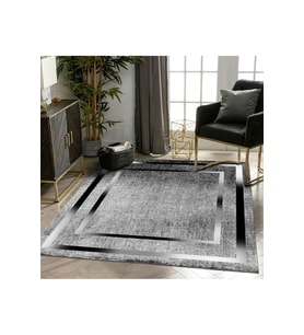 Dijidekor Halı Gri K0460 Yıkanabilir Saçaksız İnce Yolluk Kilim Salon Halısı Modelleri