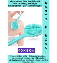 Premium Islak Kuru Cilt Masaj Peeling Etkili Çift Taraflı Silikon Uzun Saplı Banyo Fırçası 40 X 8 Cm
